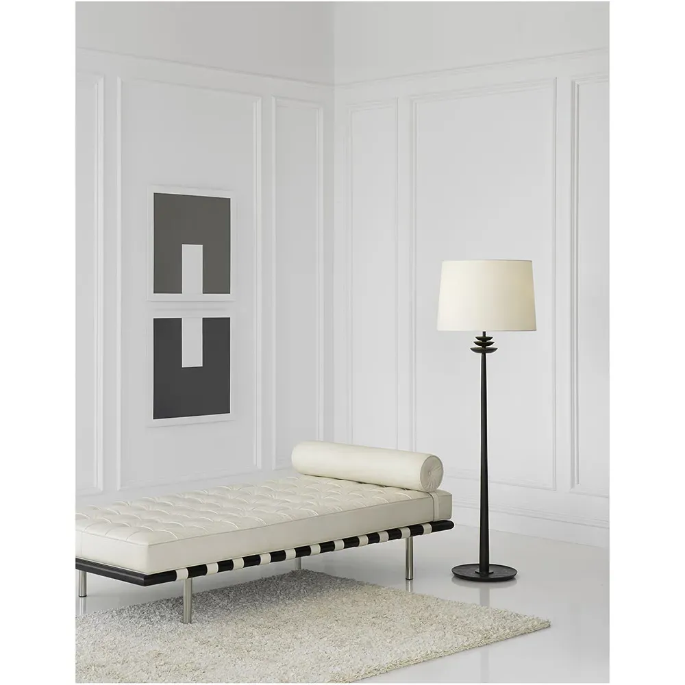 Beaumont Floor Lamp with Linen Shade - Aged Iron