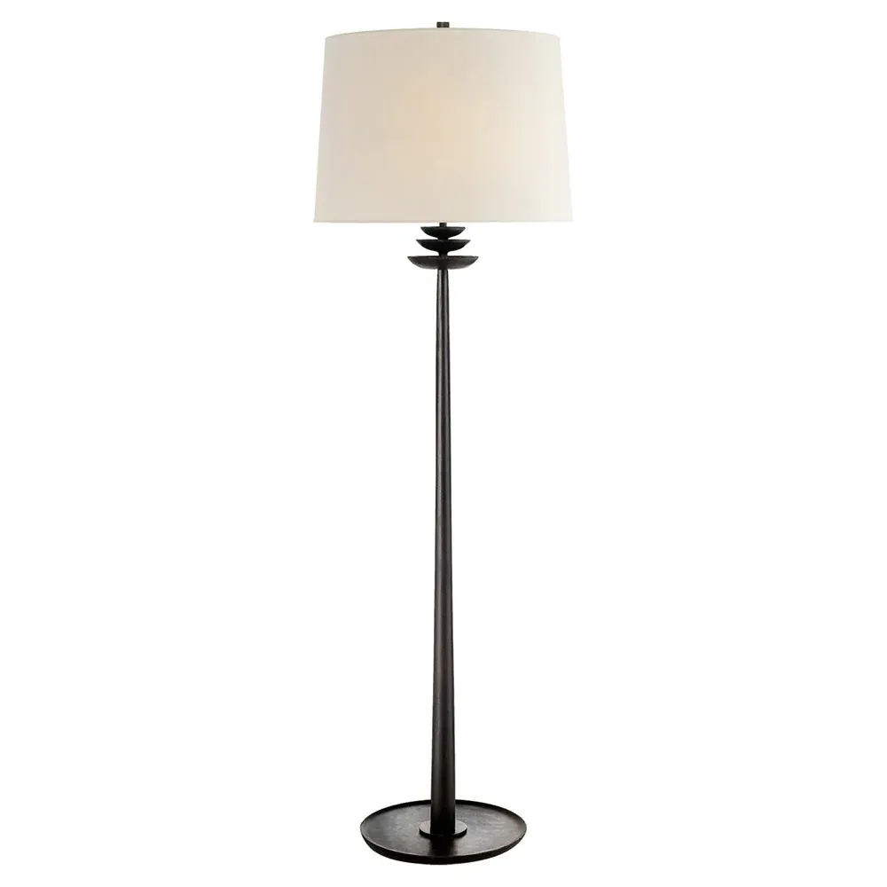 Beaumont Floor Lamp with Linen Shade - Aged Iron