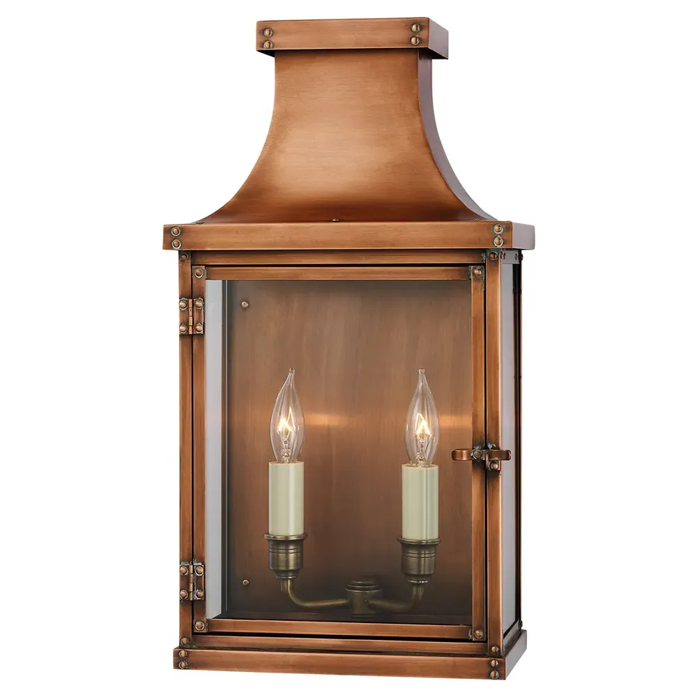 Bedford Wide Short Wall Lantern - Natural Copper, Metal