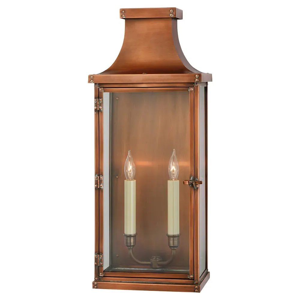 Bedford Wide Tall Lantern - Natural Copper, Metal