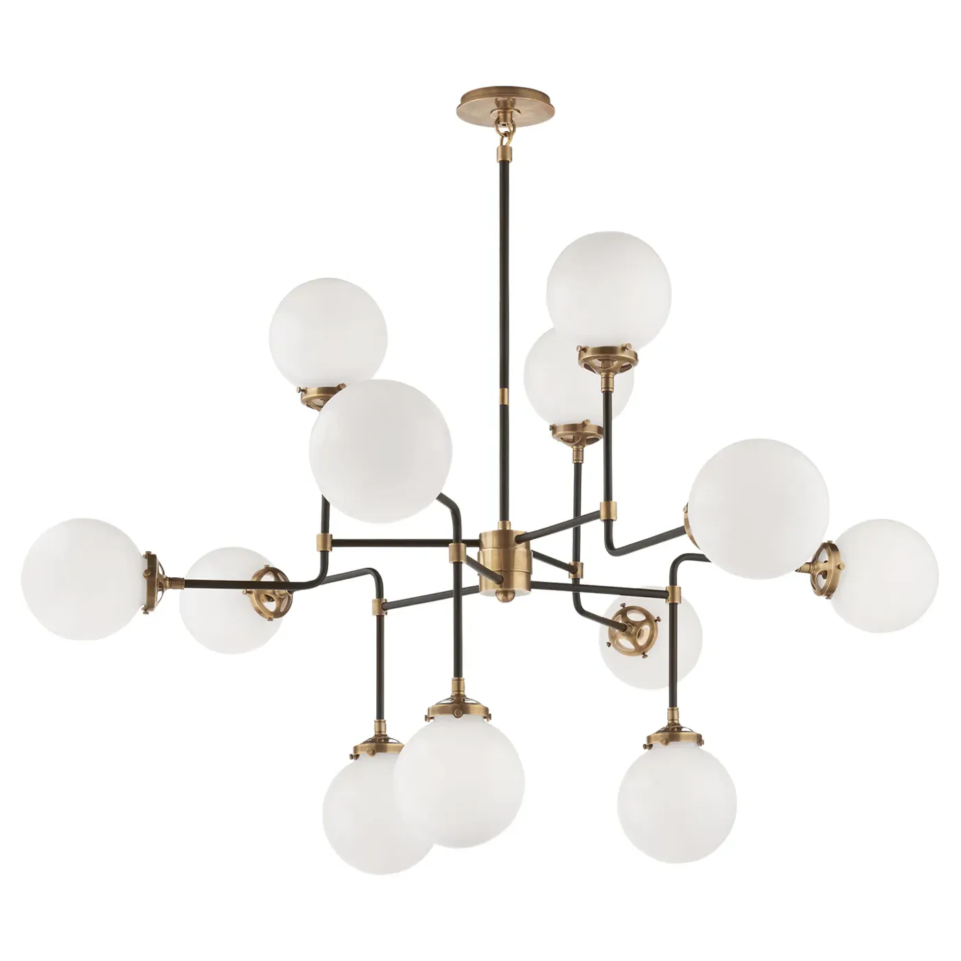 Bistro Round Chandelier - Antique Brass, Glass image