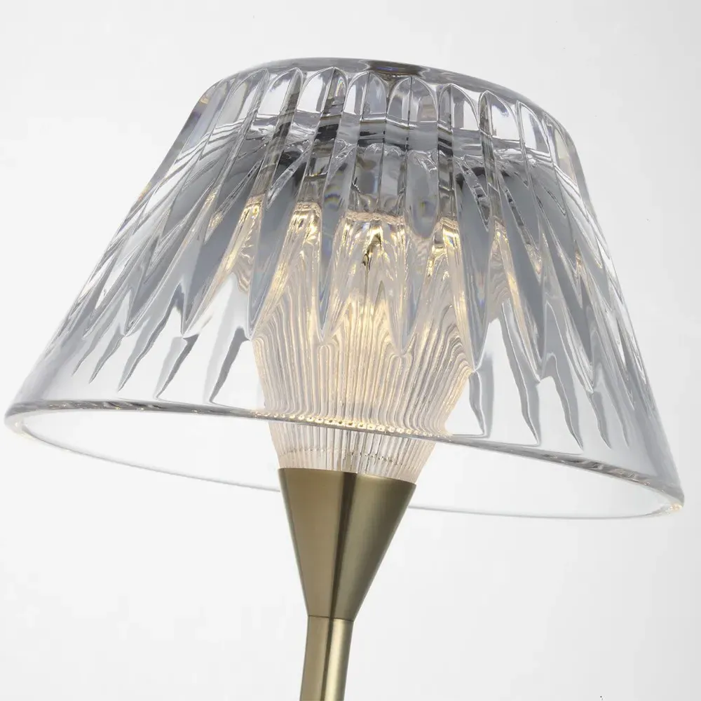Blaze Crystal Shade Rechargeable Table Lamp - Natural Brass