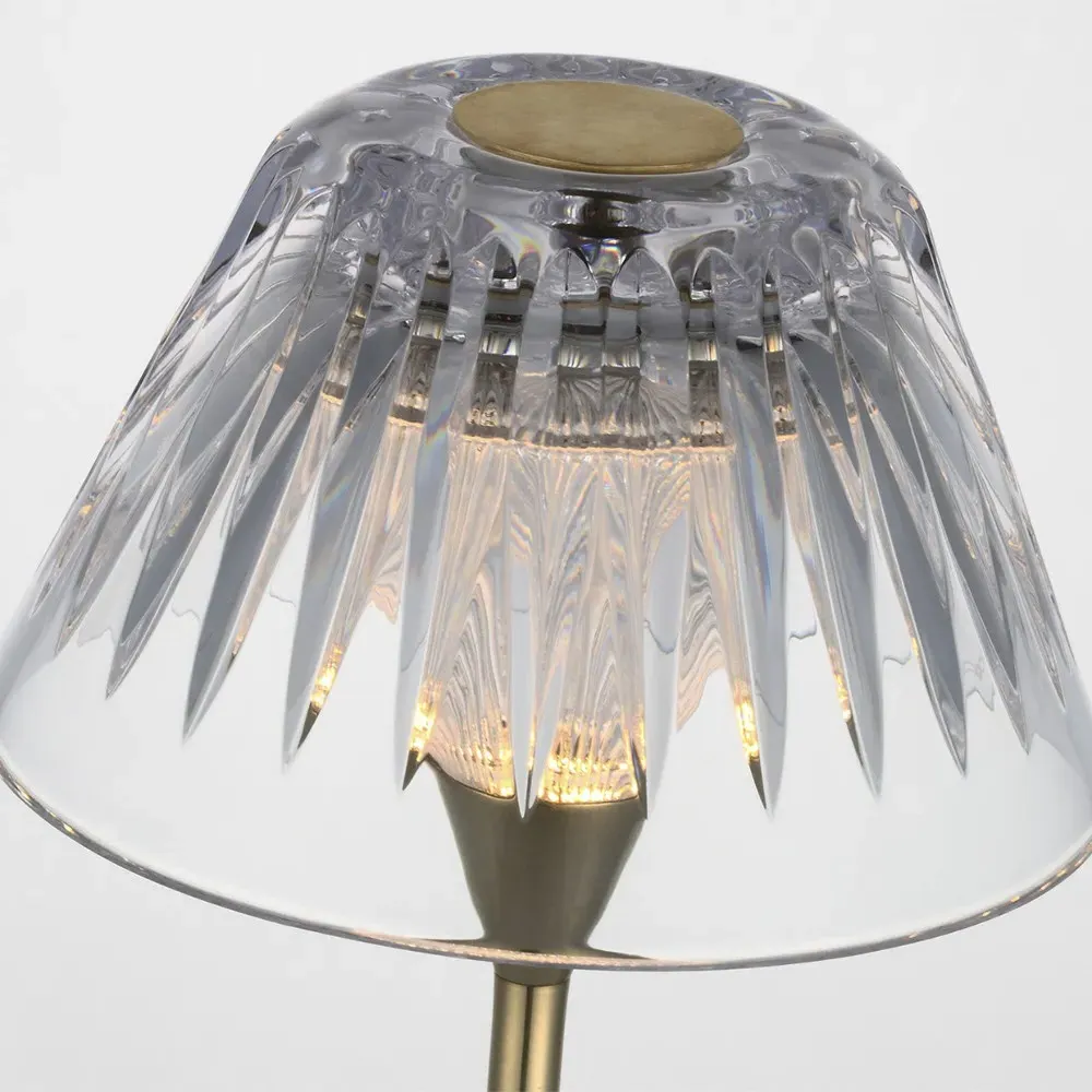 Blaze Crystal Shade Rechargeable Table Lamp - Natural Brass