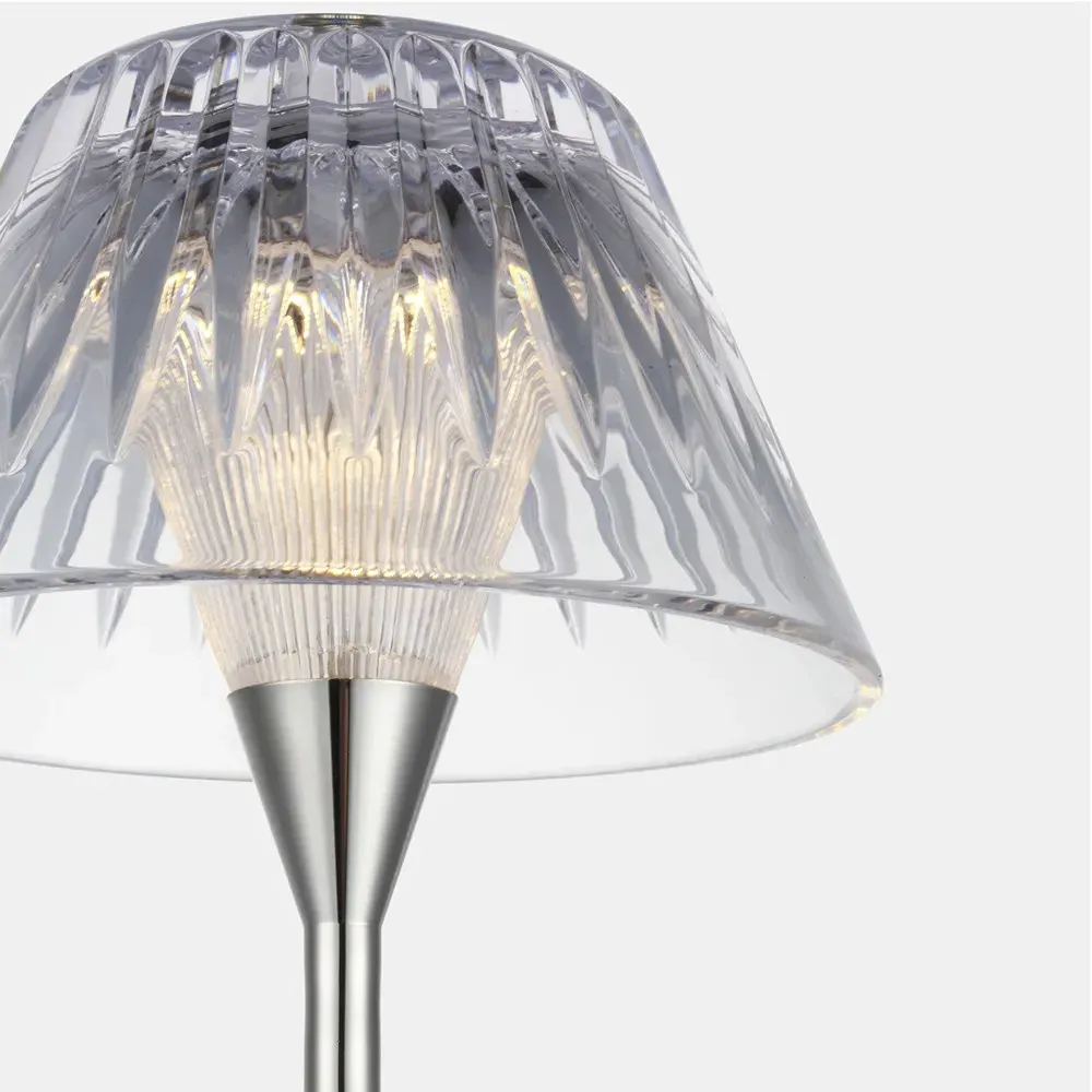 Blaze Crystal Shade Rechargeable Table Lamp - Polished Nickel, Brass