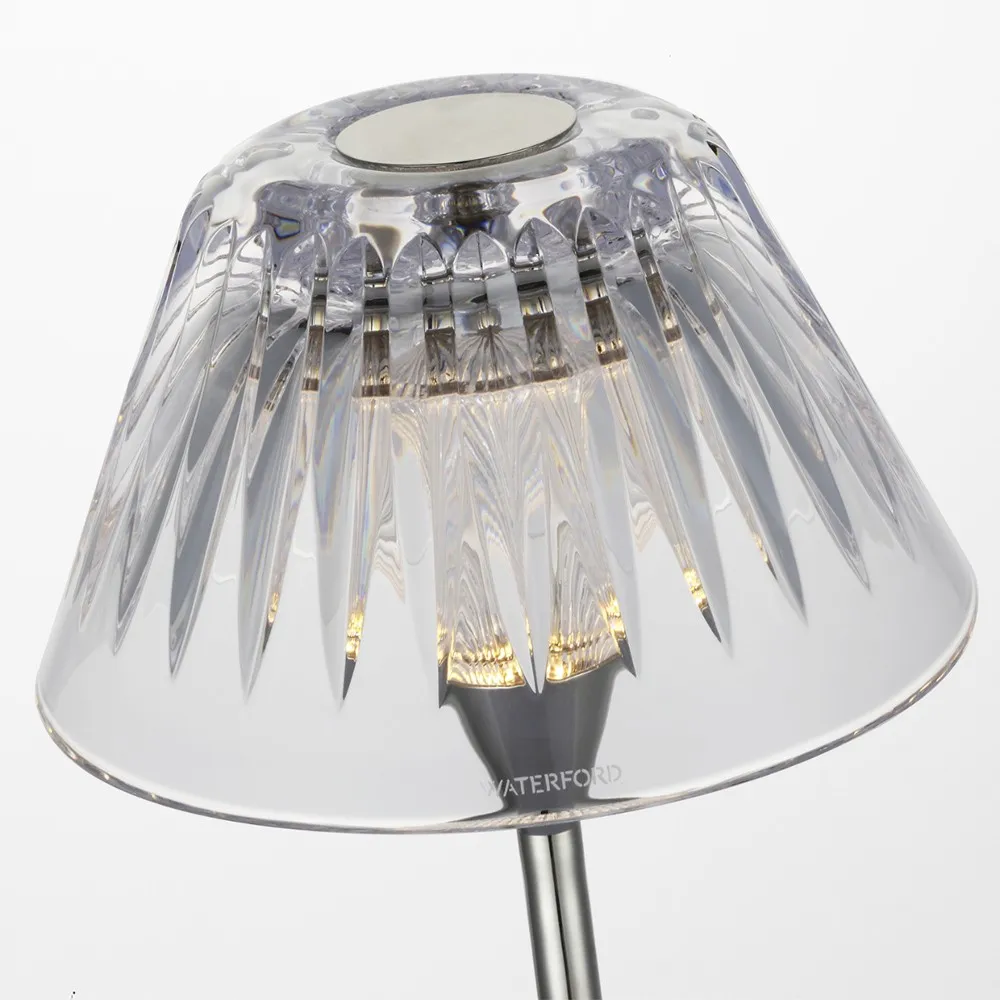 Blaze Crystal Shade Rechargeable Table Lamp - Polished Nickel, Brass