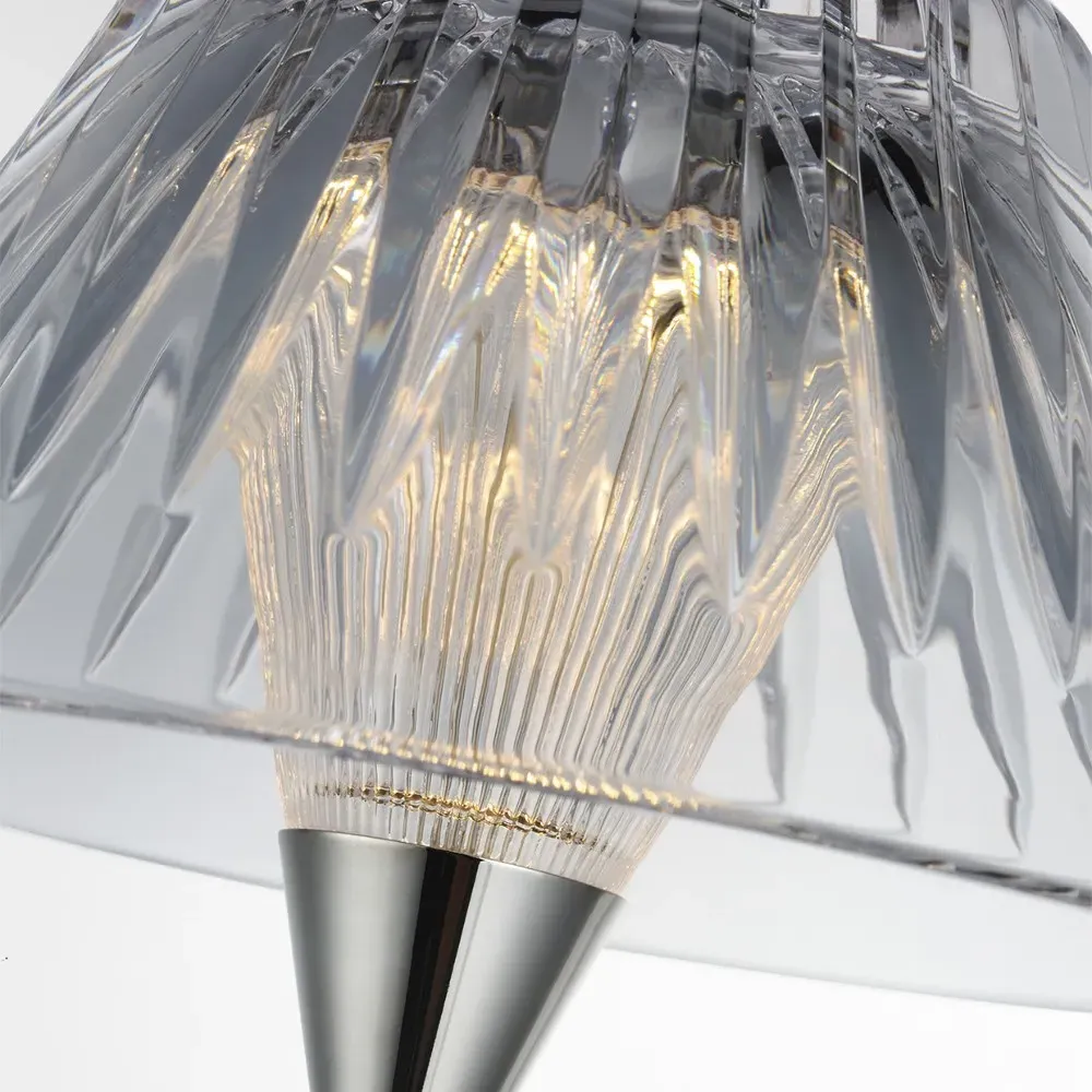 Blaze Crystal Shade Rechargeable Table Lamp - Polished Nickel, Brass