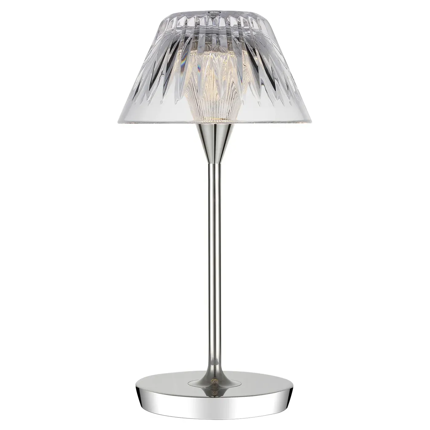 Blaze Crystal Shade Rechargeable Table Lamp - Polished Nickel, Brass