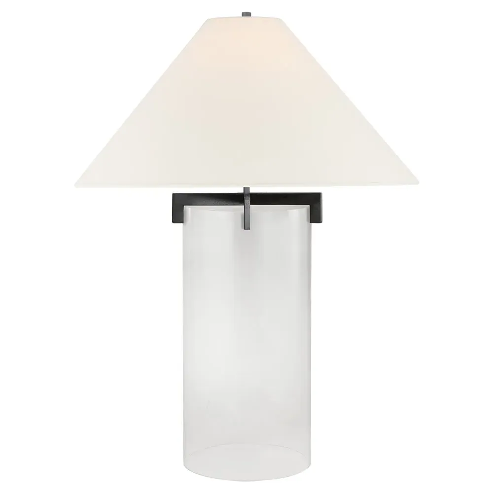 Brooks Crystal Table Lamp with Linen Shade - Aged Iron image