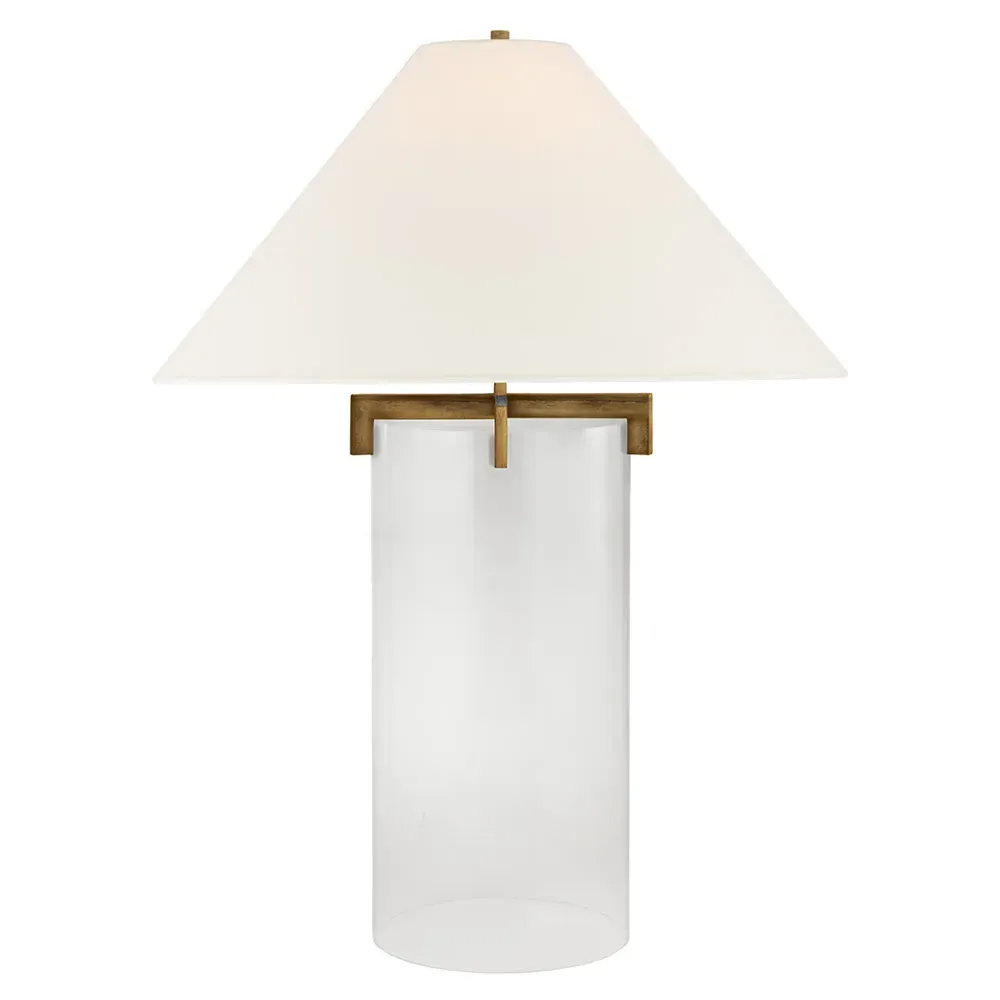 Brooks Crystal Table Lamp with Linen Shade - Gilded Iron