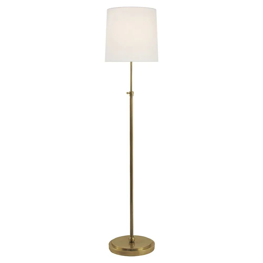 Bryant Adjustable Floor Lamp - Antique Brass, Linen