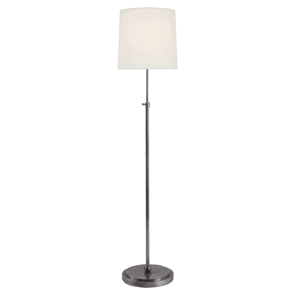 Bryant Adjustable Floor Lamp - Antique Silver, Linen