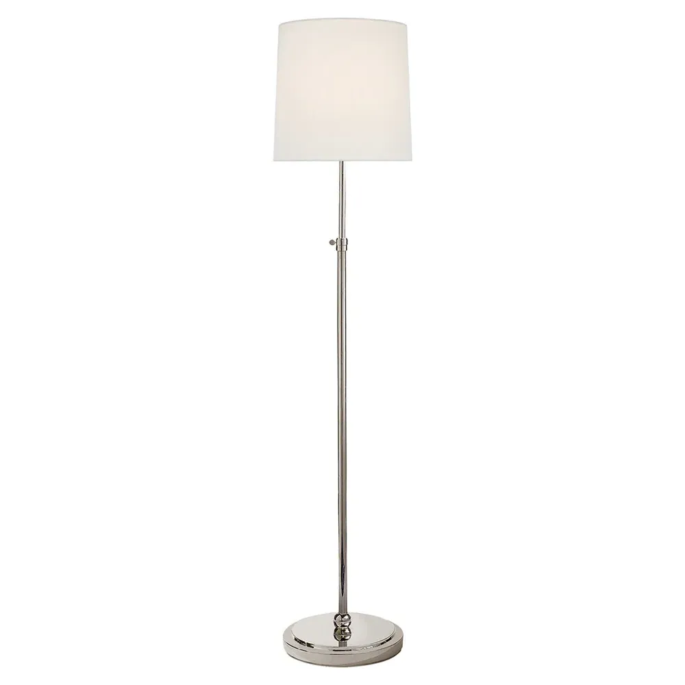 Bryant Adjustable Floor Lamp - Polished Nickel, Linen