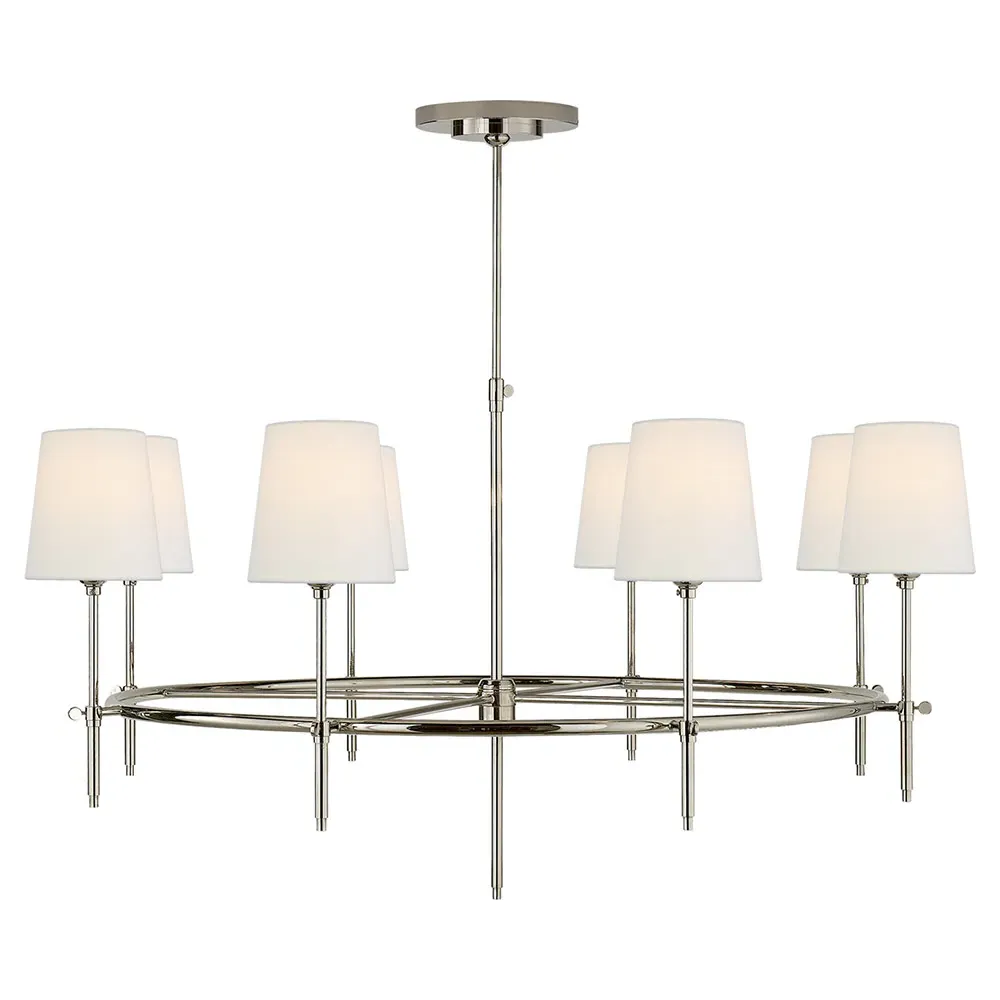 Bryant Ring Chandelier - Polished Nickel, Linen