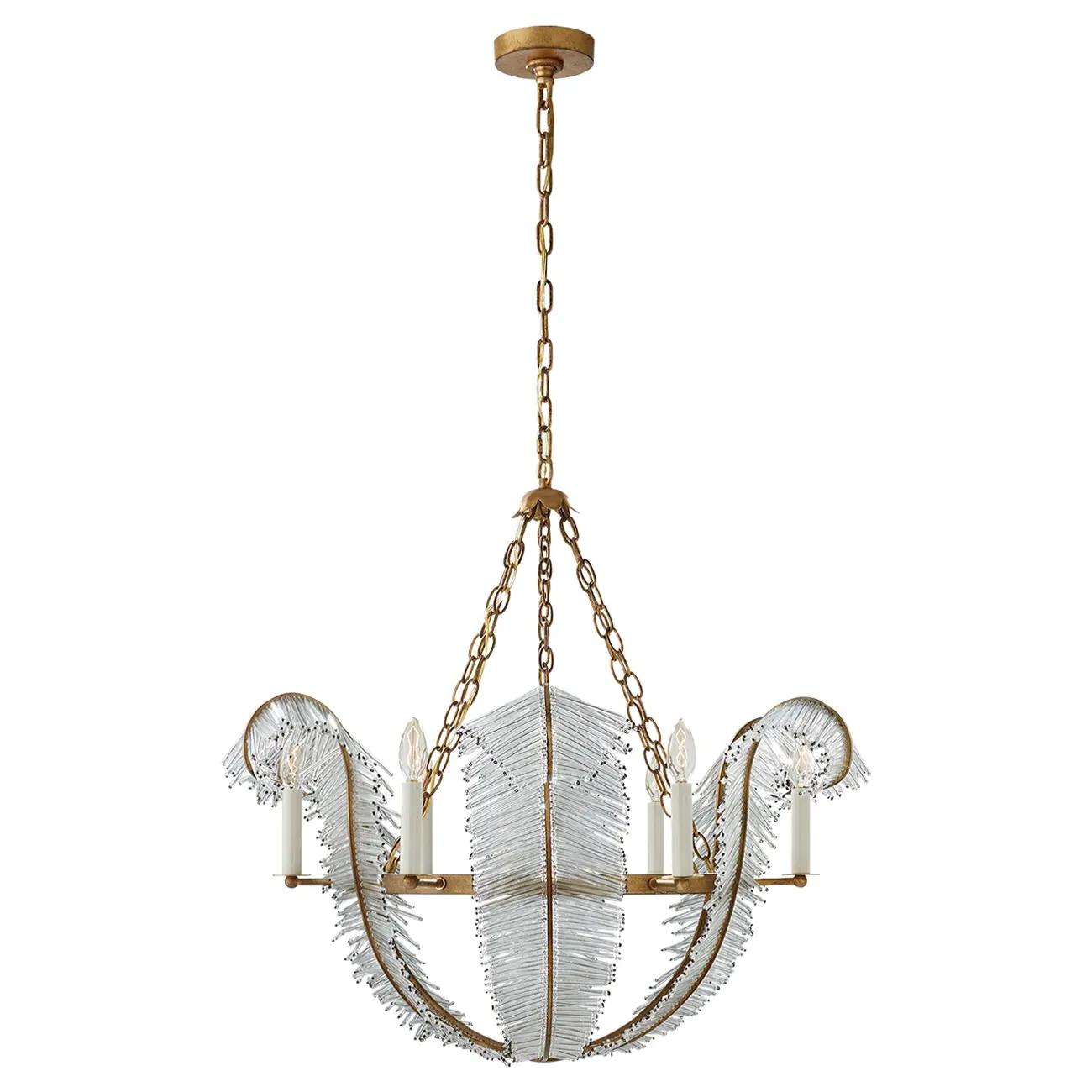 Calais Hollywood Regency Candle Style Chandelier - Gilded Iron