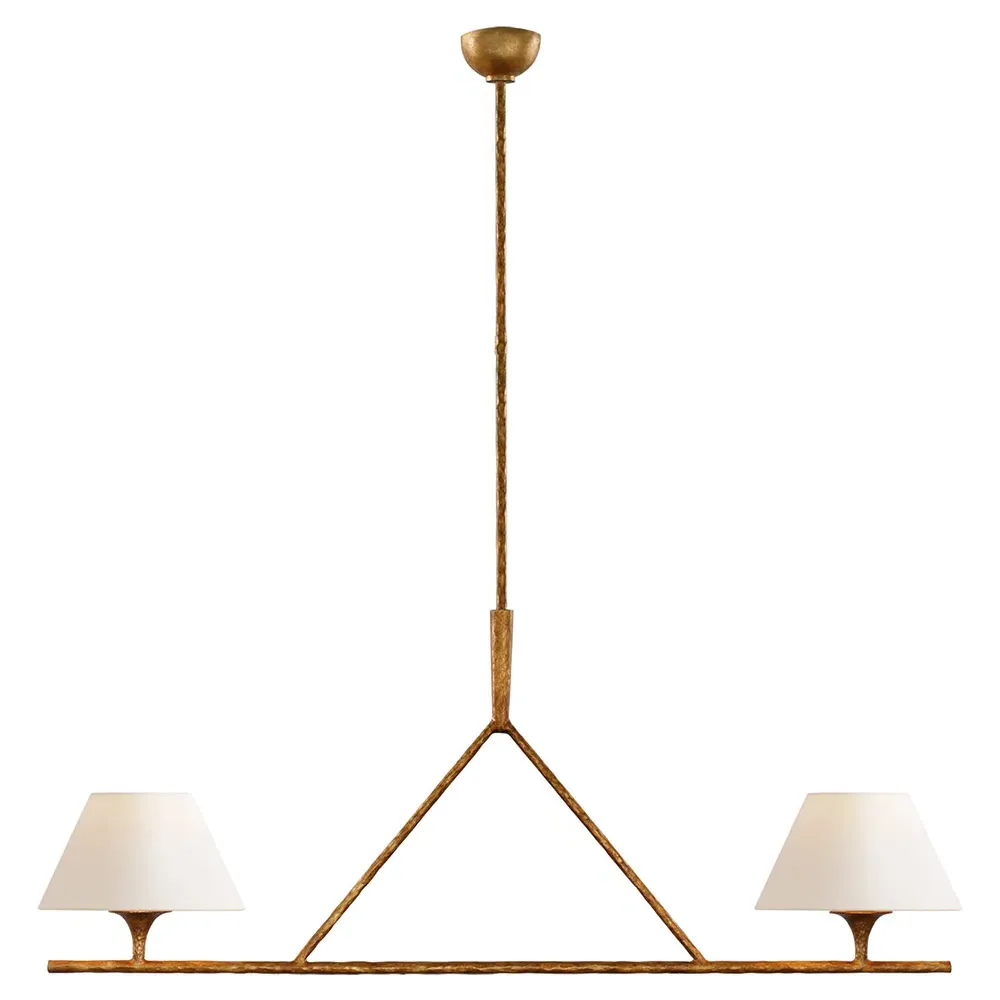 Cesta Linear Shaded Chandelier - Gilded Iron