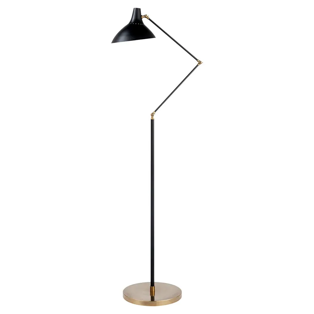 Charlton Adjustable Floor Lamp - Black, Metal