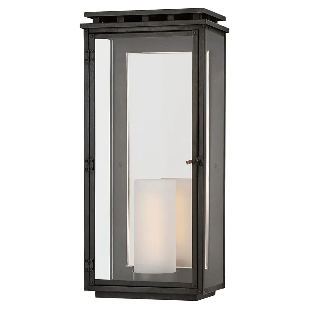 Cheshire Large Outdoor Glass Wall Lantern - Black, Iron