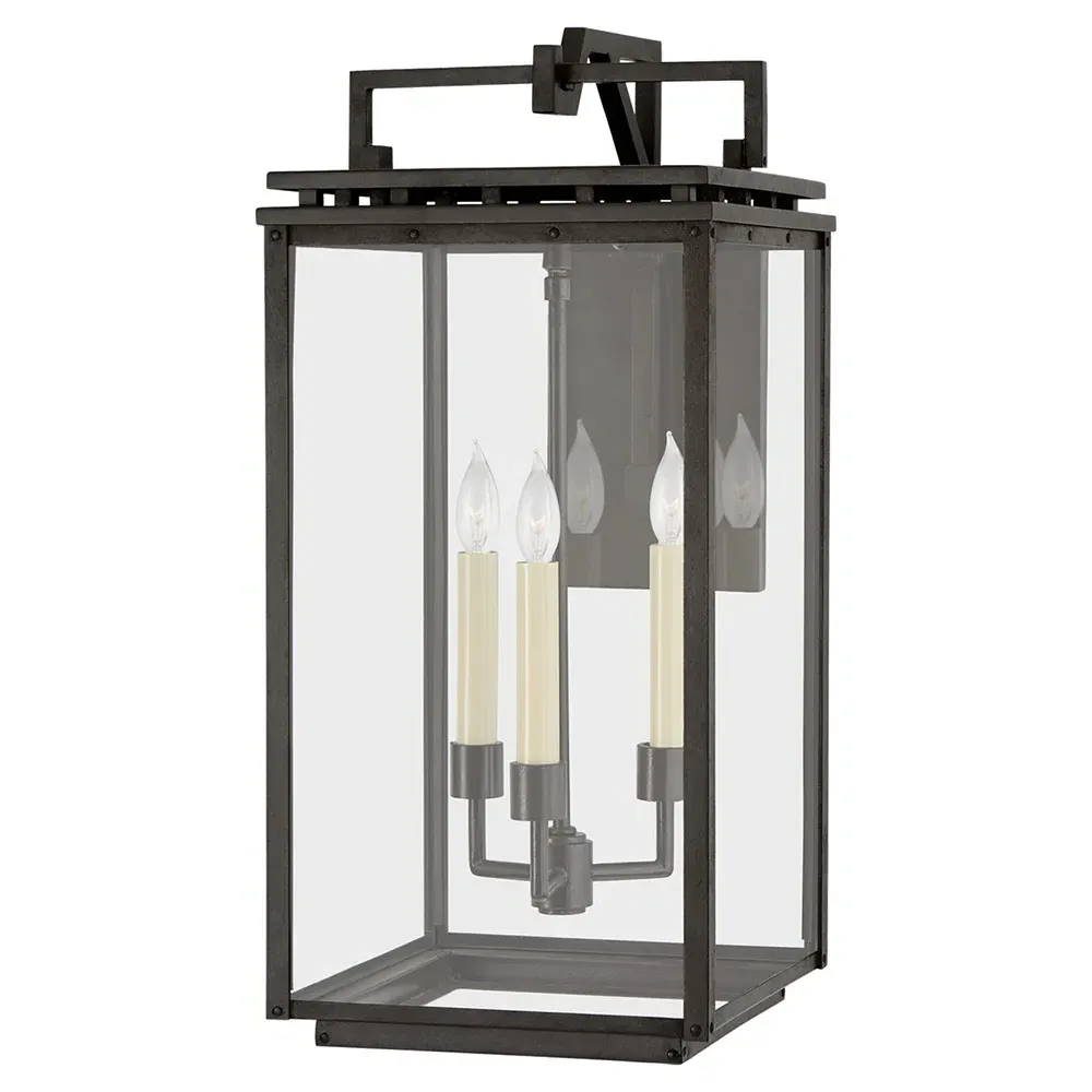Cheshire Medium Outdoor Glass Wall Lantern - Black, Iron