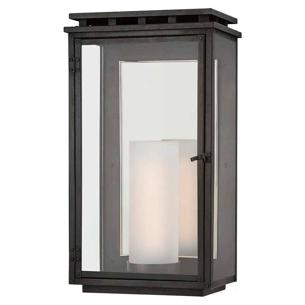 Cheshire Medium Outdoor Glass Wall Lantern - Black, Iron