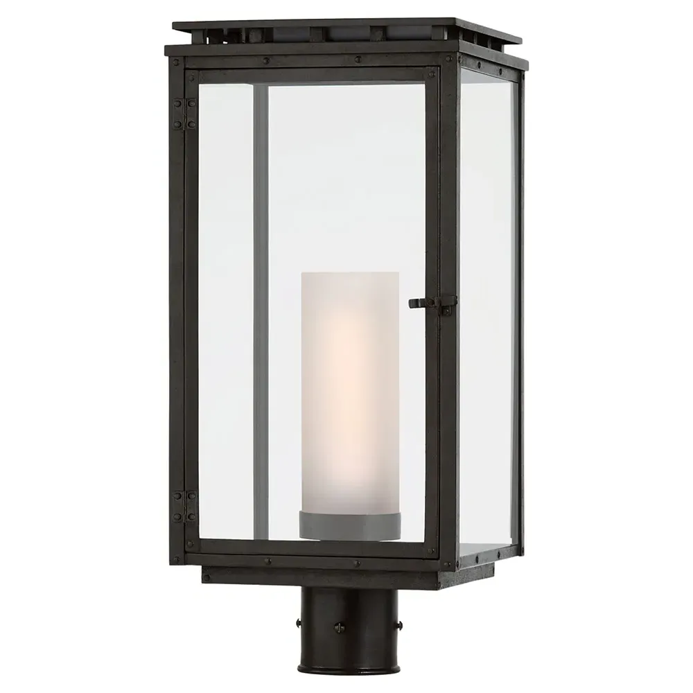 Cheshire Outdoor Glass Post Light - Black, Iron