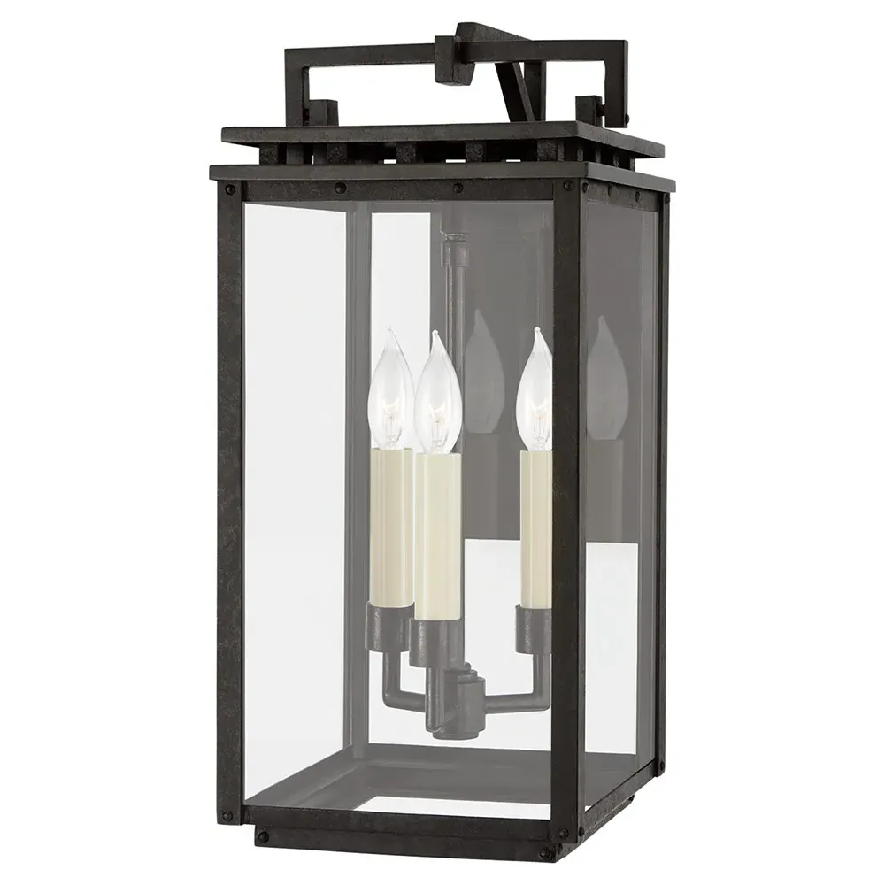 Cheshire Small Outdoor Glass Wall Lantern - Black, Iron