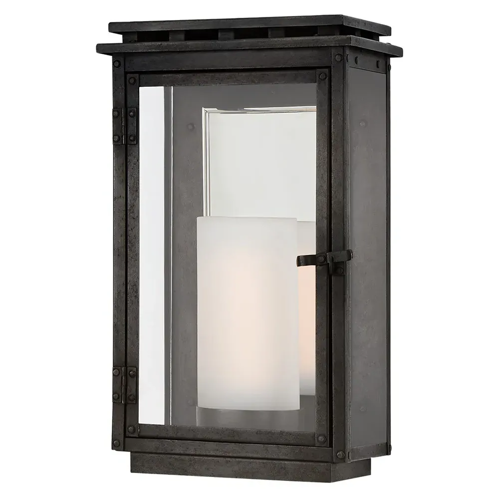 Cheshire Small Outdoor Glass Wall Lantern - Black, Iron image