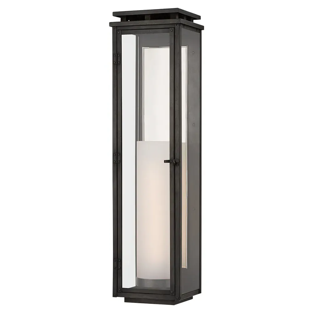 Cheshire Tall Outdoor Glass Wall Lantern - Black, Iron
