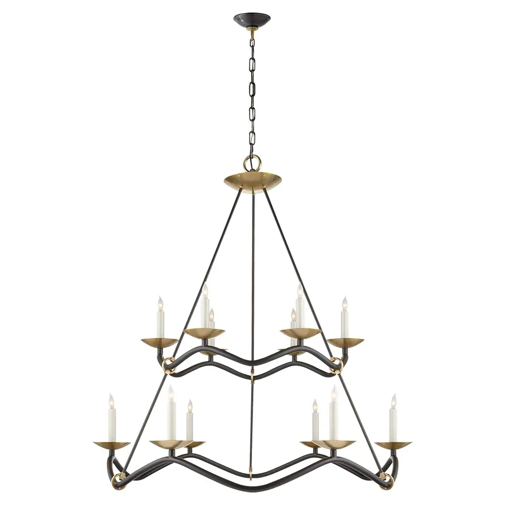 Choros 2 Tier Chandelier - Aged Iron, Antique Brass image