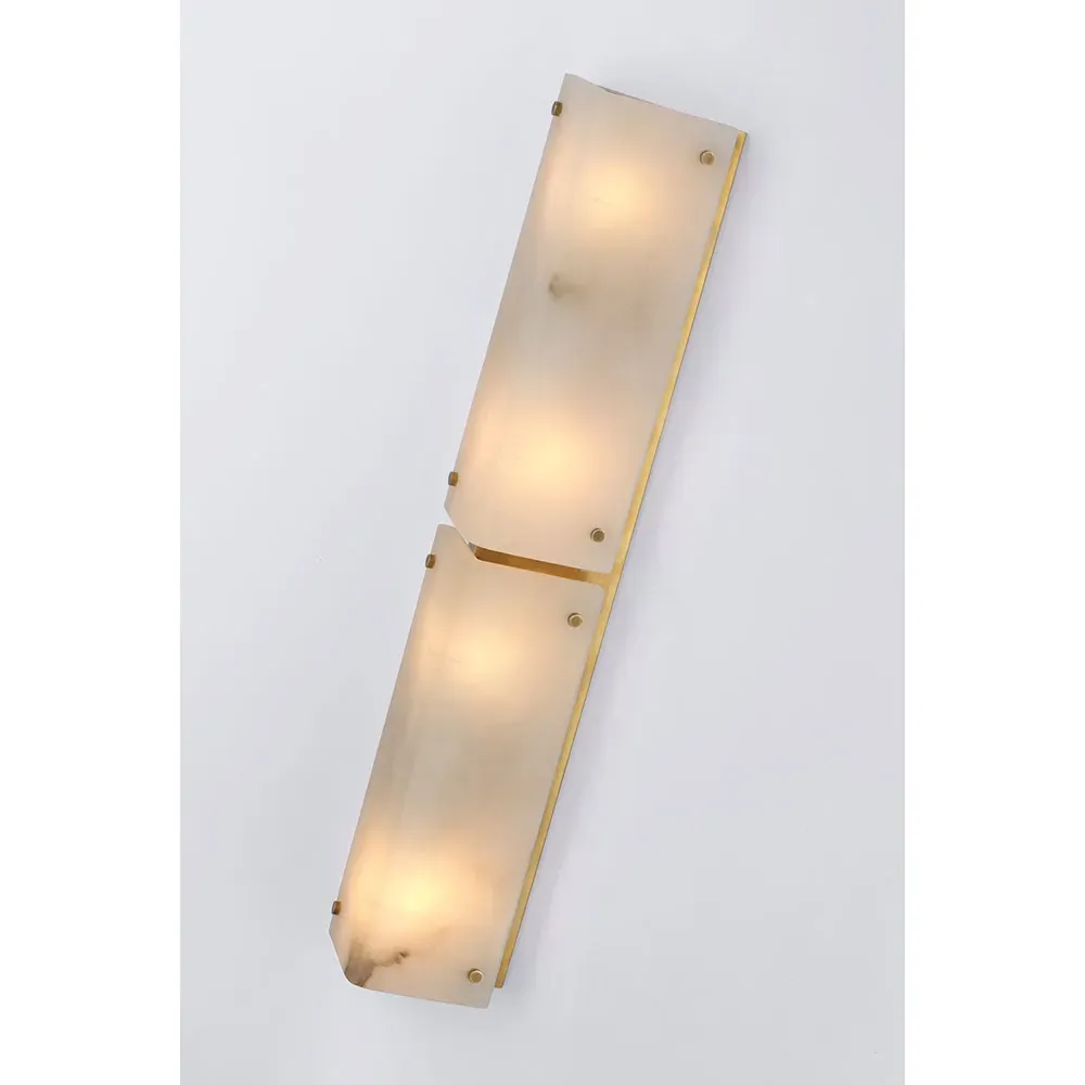 Clayton Large Sconce - Natural Alabaster, Antique Brass