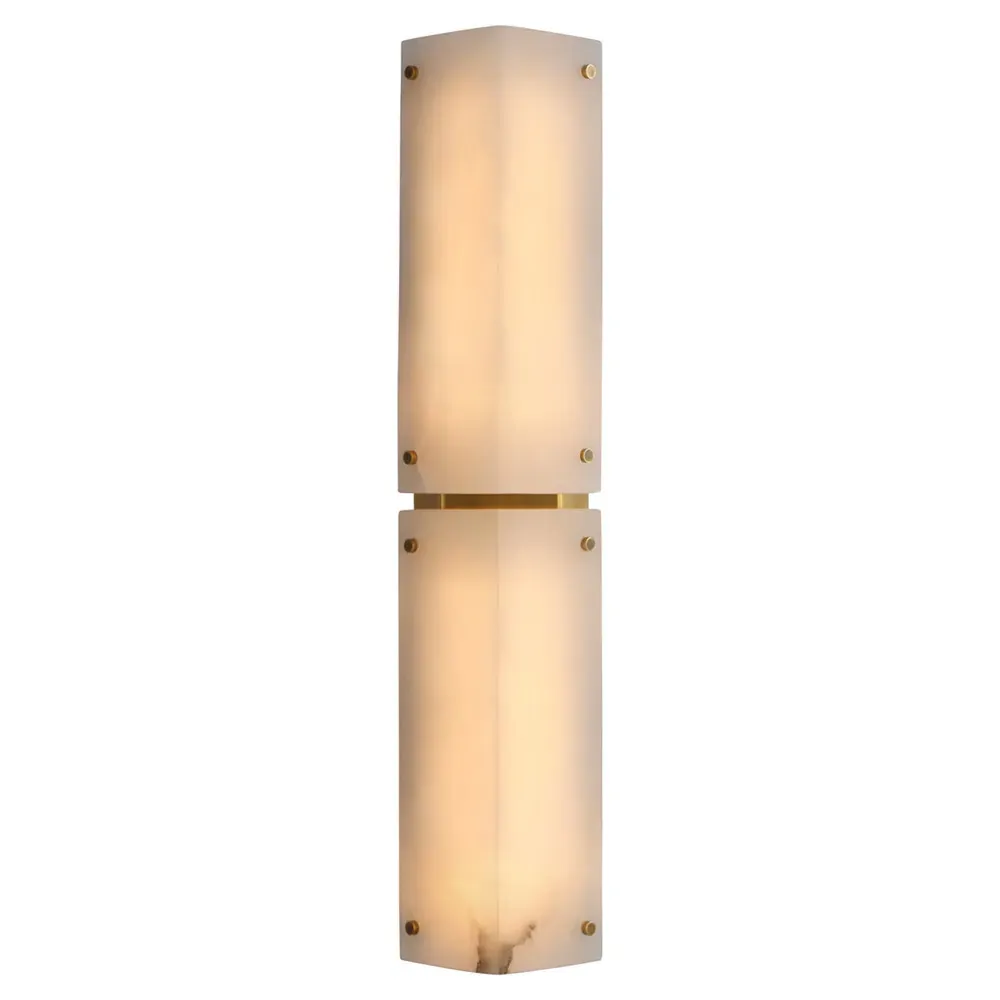 Clayton Large Sconce - Natural Alabaster, Antique Brass