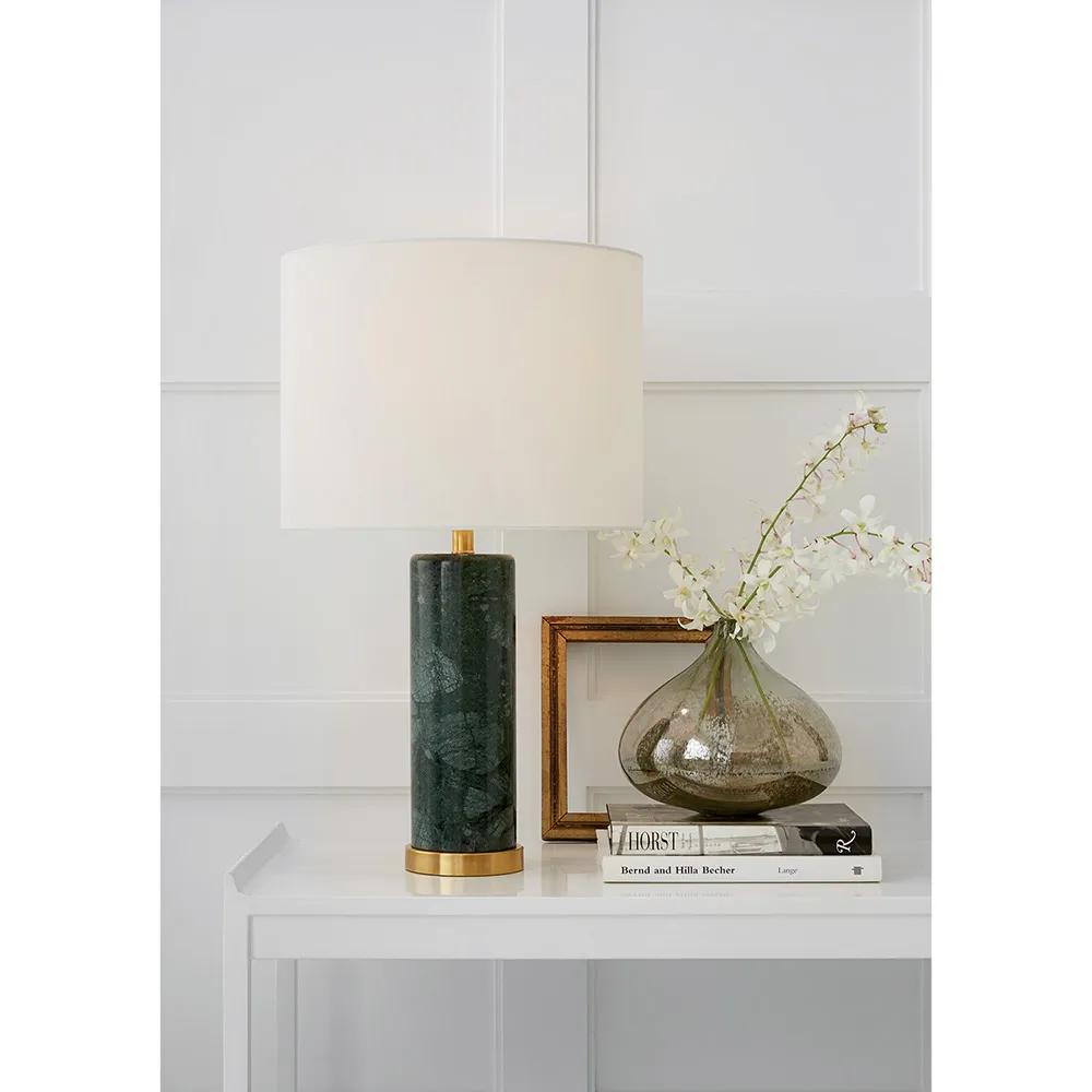 Cliff Round Table Lamp - Green, Marble