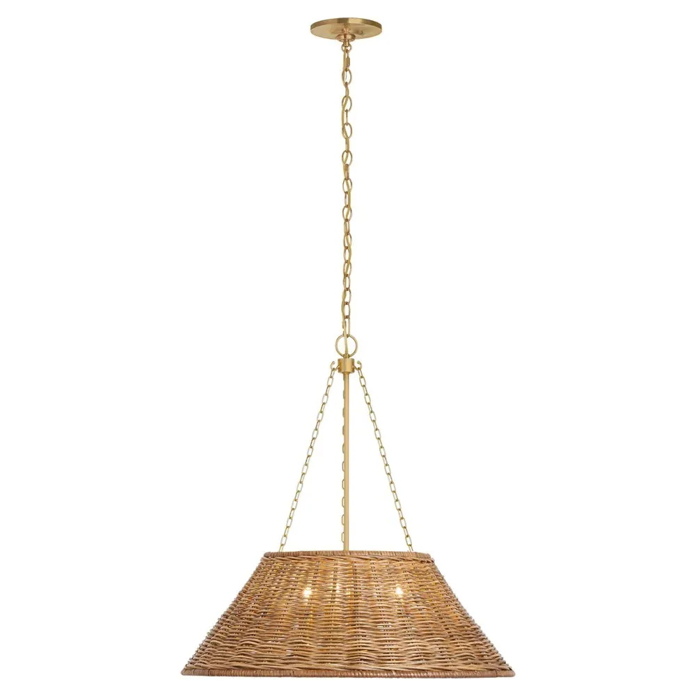 Corinne 24" Woven Wicker Hanging Shade - Natural, Brass image