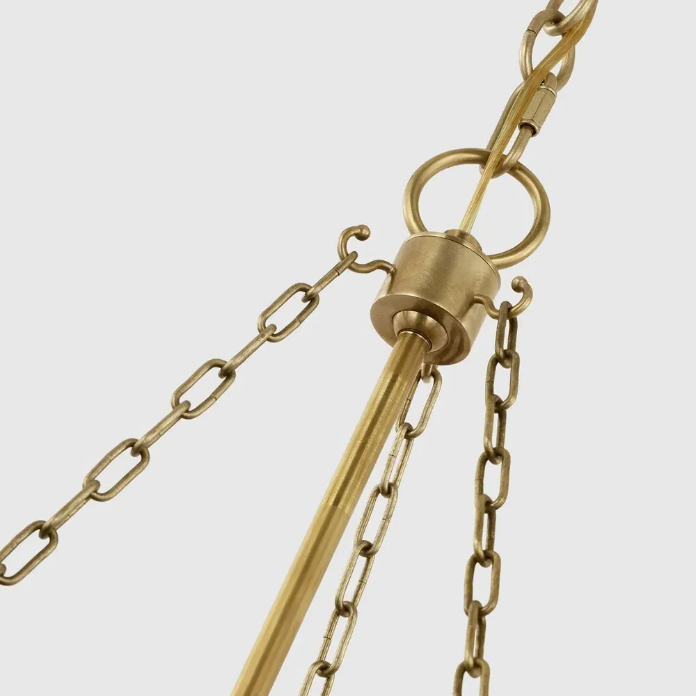 Corinne 36" Woven Wicker Hanging Shade - Natural, Brass