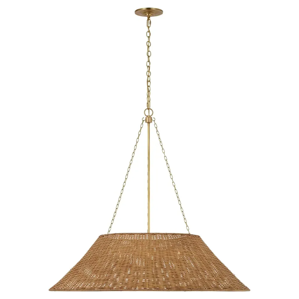 Corinne 36" Woven Wicker Hanging Shade - Natural, Brass