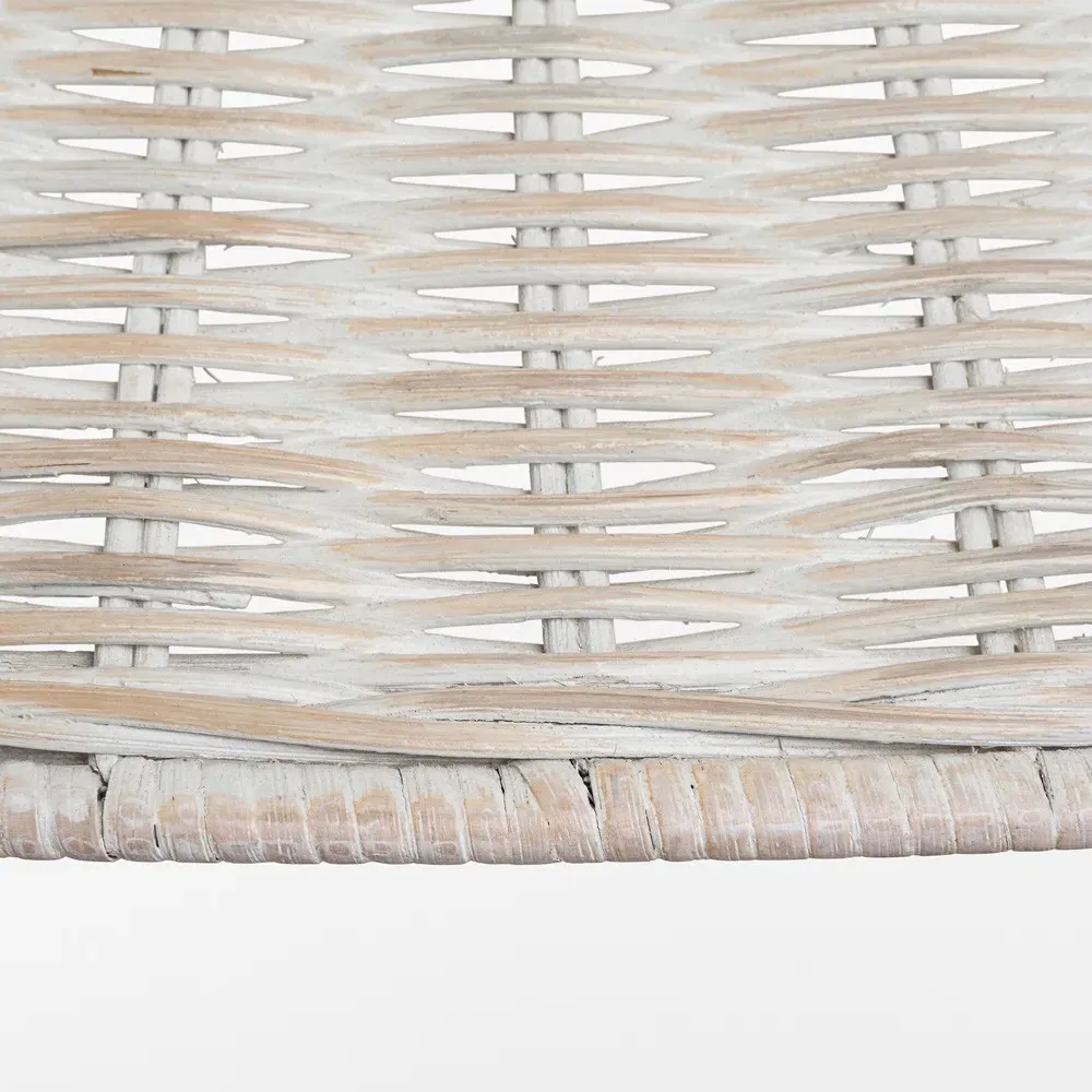 Corinne Large Woven Wicker Hanging Shade - White, Brass