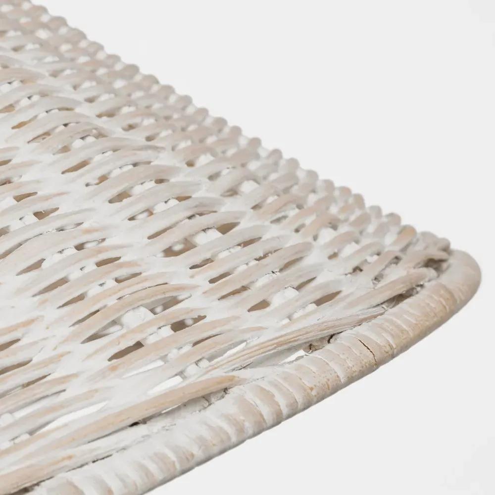 Corinne Small Woven Wicker Hanging Shade - White, Brass