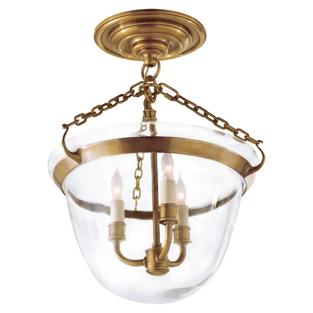 Country Bell Jar French Semi Flush Mount - Antique Burnished Brass image