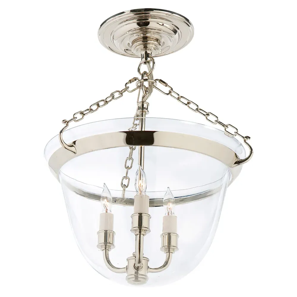 Country Bell Jar French Semi Flush Mount - Polished Nickel