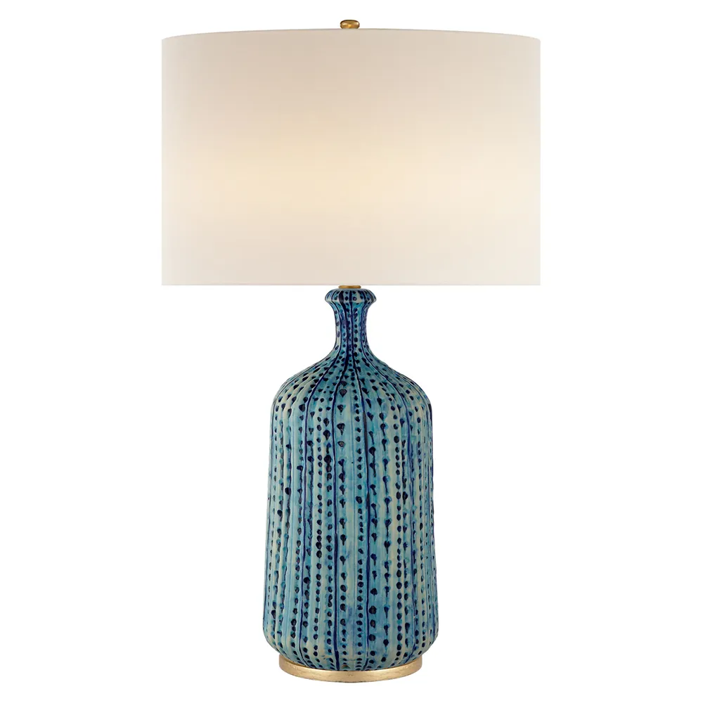 Culloden Round Table Lamp - Pebbled Aquamarine, Ceramic