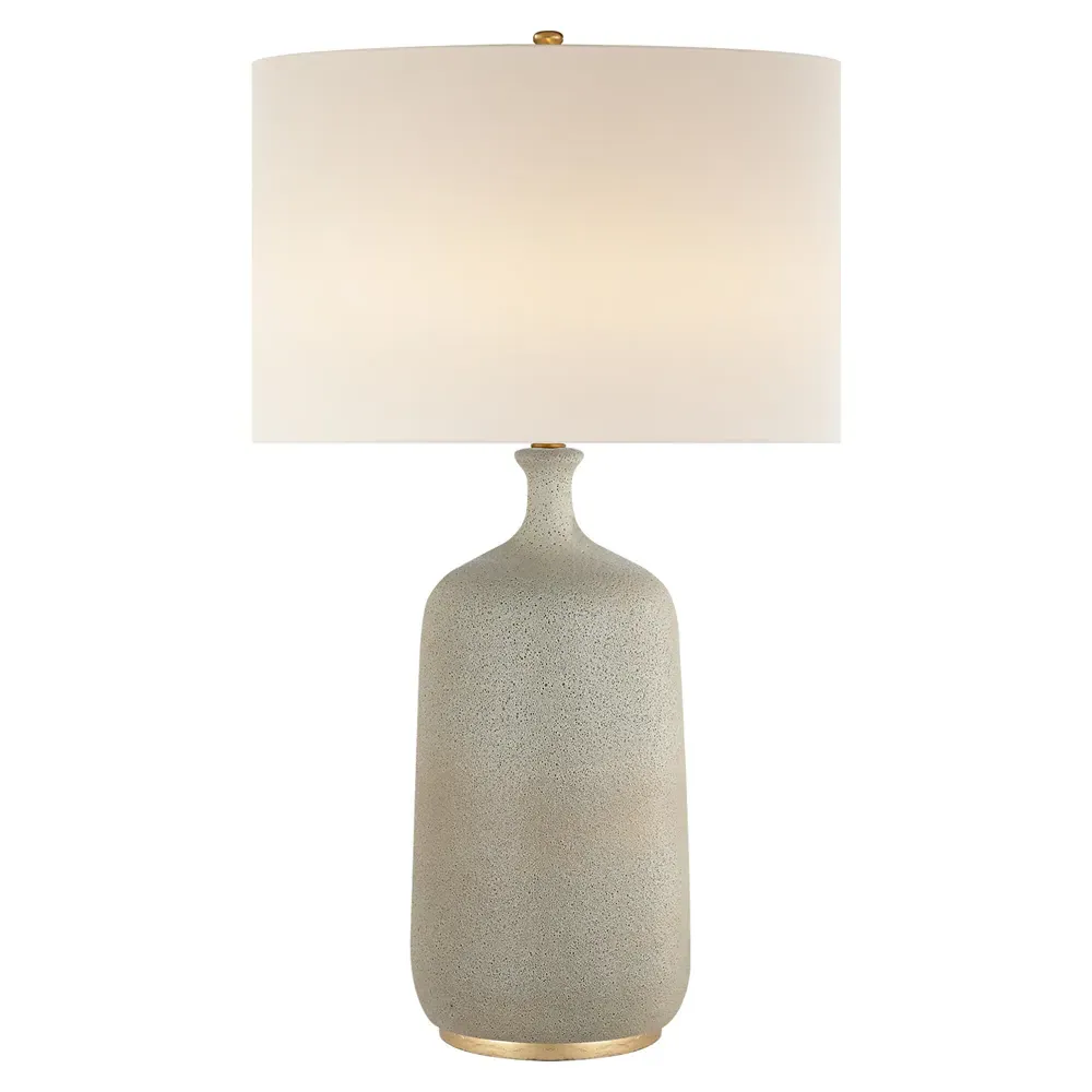 Culloden Round Table Lamp - Volcanic White, Ceramic