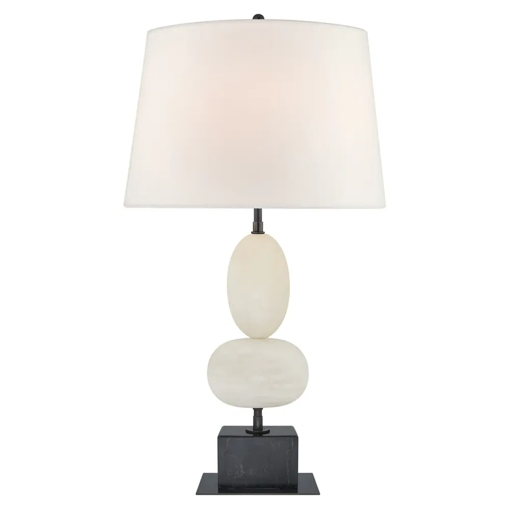 Dani Table Lamp - White Alabaster, Black Marble
