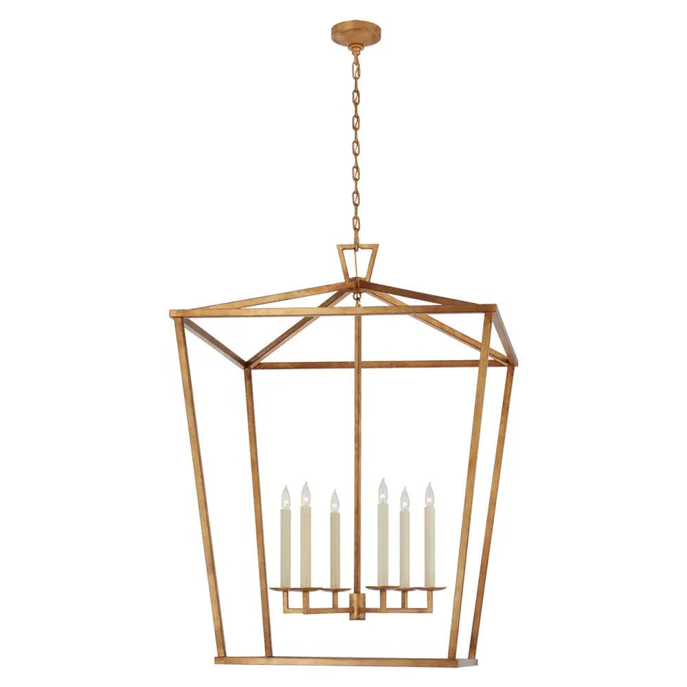 Darlana Double Extra Large Lantern Pendant - Gilded Iron