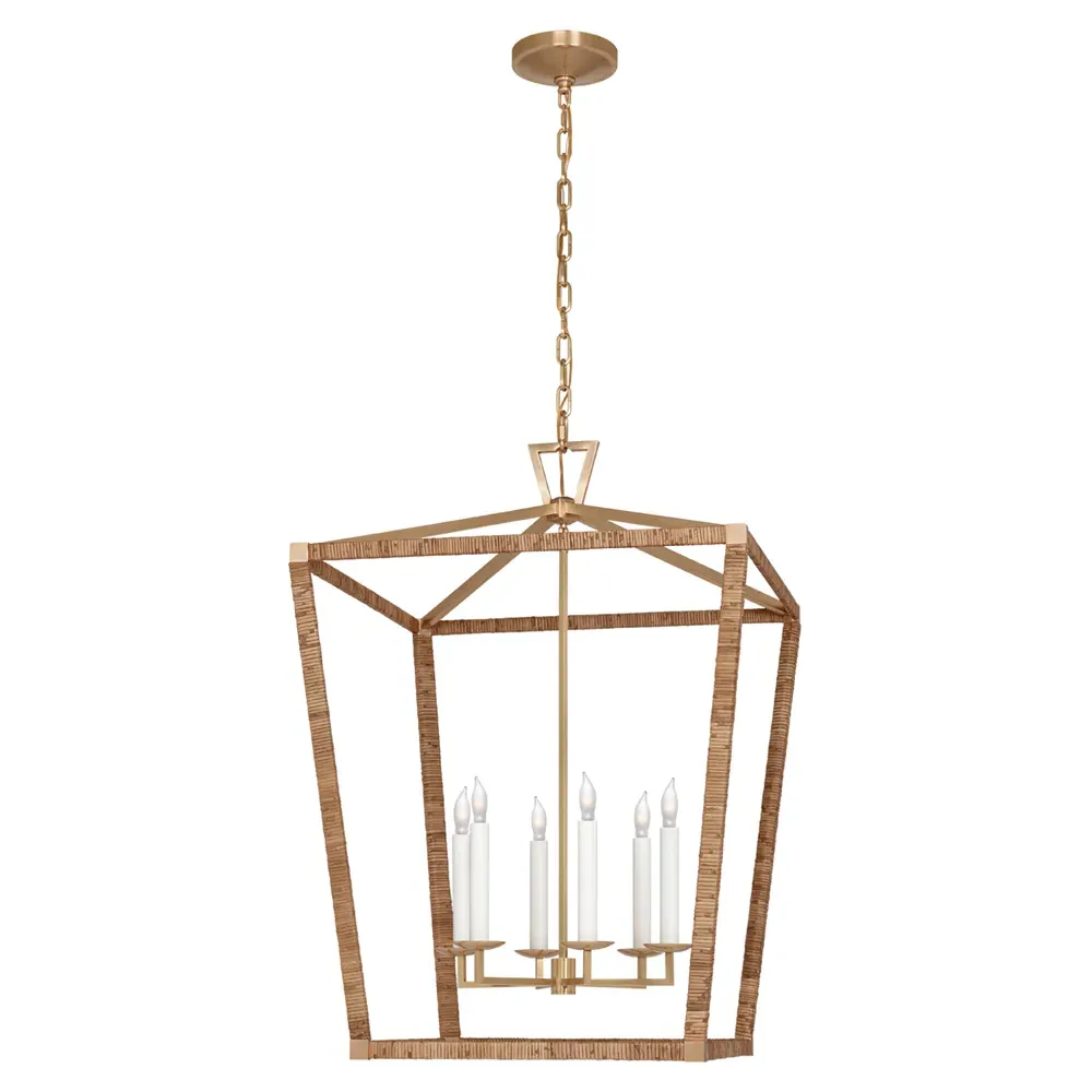 Darlana Extra Large Pendant - Antique Burnished Brass, Rattan