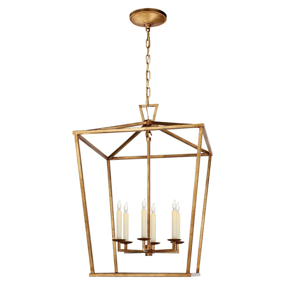 Darlana Large Lantern Pendant - Gilded Iron
