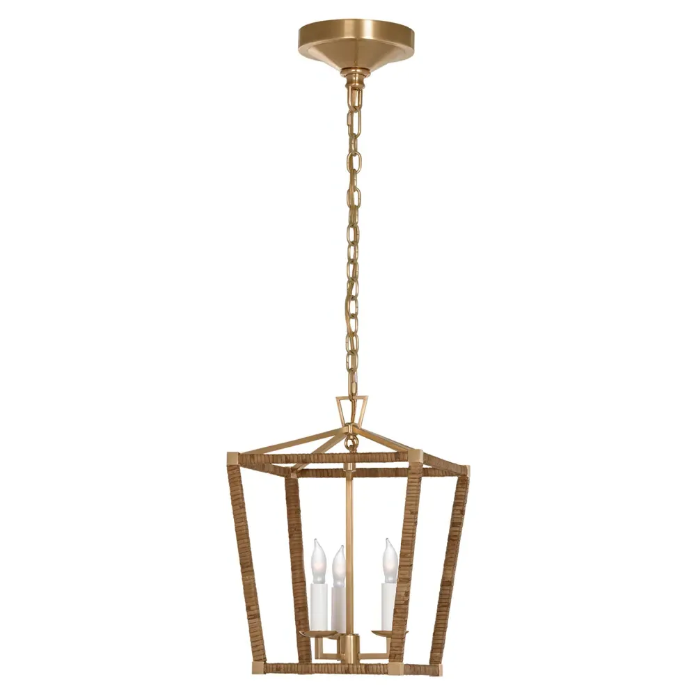 Darlana Mini Lantern Pendant - Antique Burnished Brass, Rattan image