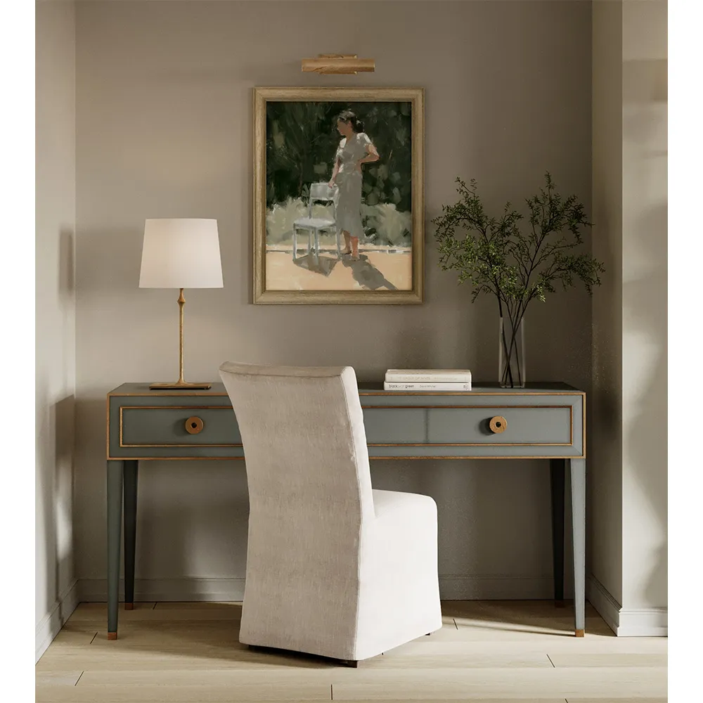 Dauphine Bedside Table Lamp - Gilded Iron, Linen