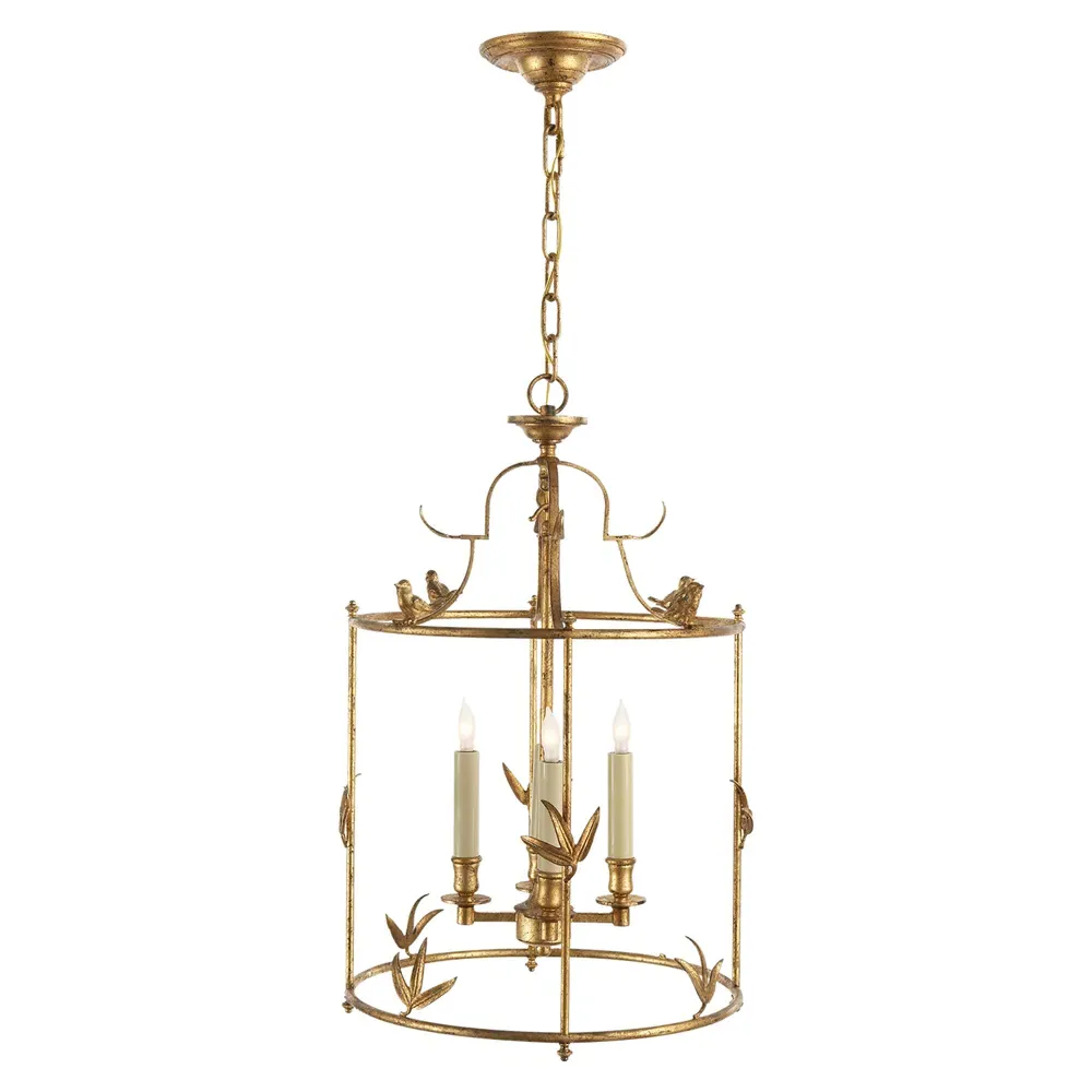 Diego Grande Perching Bird Pendant - Gilded Iron