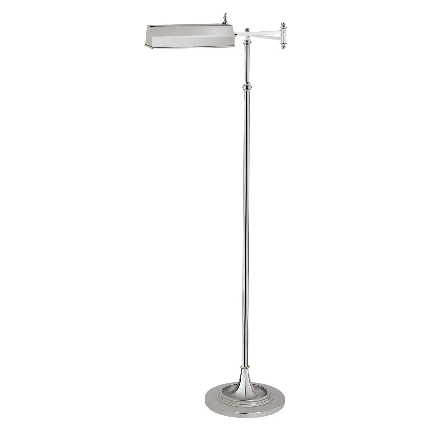 Dorchester Swing Arm Floor Lamp - Polished Nickel, Metal