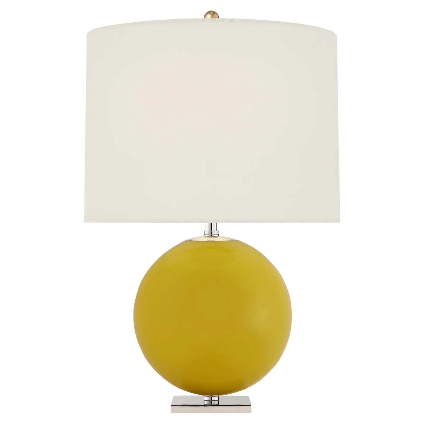 Elsie Table Lamp with Linen Shade - Yellow Glass, Metal