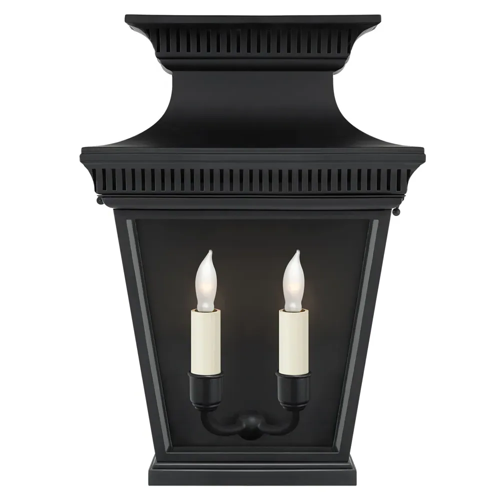 Elsinore Medium Outdoor Wall Lantern - Black, Metal